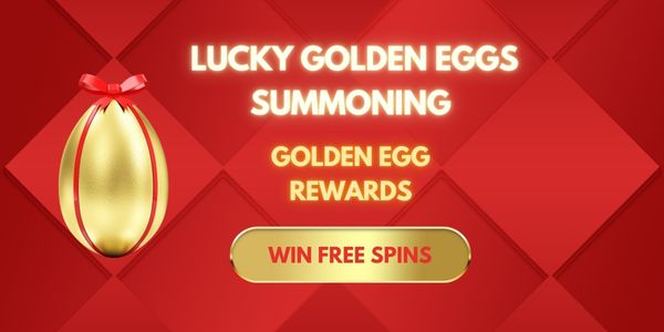 Golden egg reward banner with a win free spins call to action